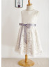 Ivory Lace Champagne Lining Knee Length Flower Girl Dress Ivory Lace Champagne Lining Knee Length Flower Girl Dress